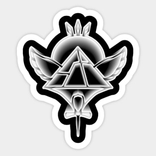 3D Egyptian Symbol Featuring Ankh, Pyramid, & Ra's Sun (transparent center) Sticker